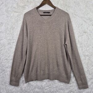 Raffi 100% Cashmere V-Neck Sweater Taupe Men's XL Quiet Luxury Neutral Casual